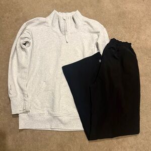 Athleta Girl L/12 Light Gray Zip-Up Set